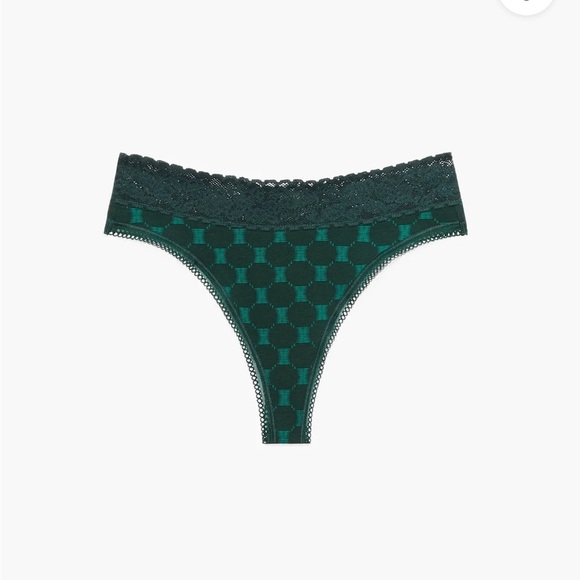 Savage X Fenty Green Glo X Link Cotton Bralette Mid-Rise Thong & High-Leg Bikini - Picture 6 of 16